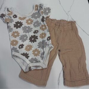 Three Likes • Baby Floral Onesie and Pants Set